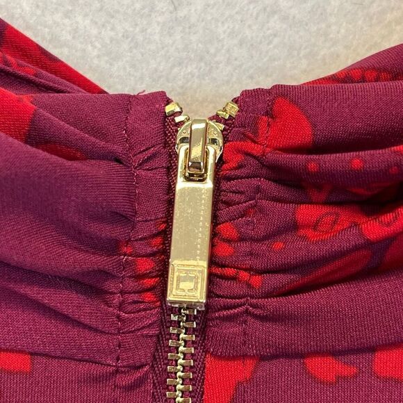 NWT LIZ CLAIBORNE Women’s Career Blouse 3X Magenta Scroll Long Sleeve Stretch - Picture 10 of 15